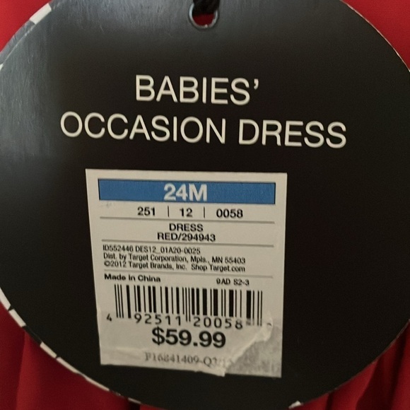 Target x Neiman Marcus-Jason Wu:Red Holiday/Christmas Dress- Gold tone-24 Months - Picture 3 of 16